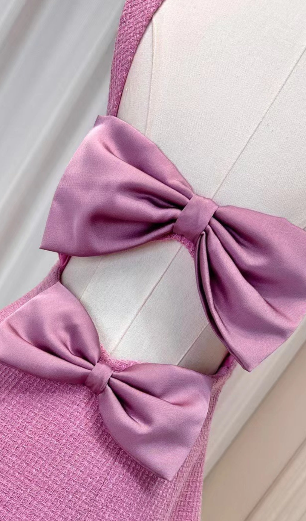 RHINESTONE BOW SET IN PINK - FORMAL PARTY DRESS