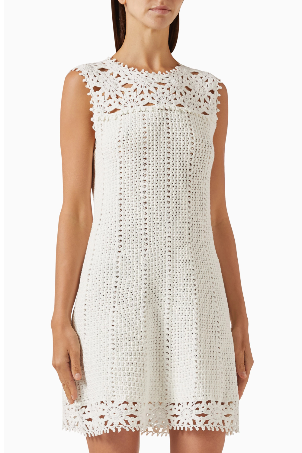 FLORAL CROCHET WHITE MINI DRESS, BOHO BEACH PARTY