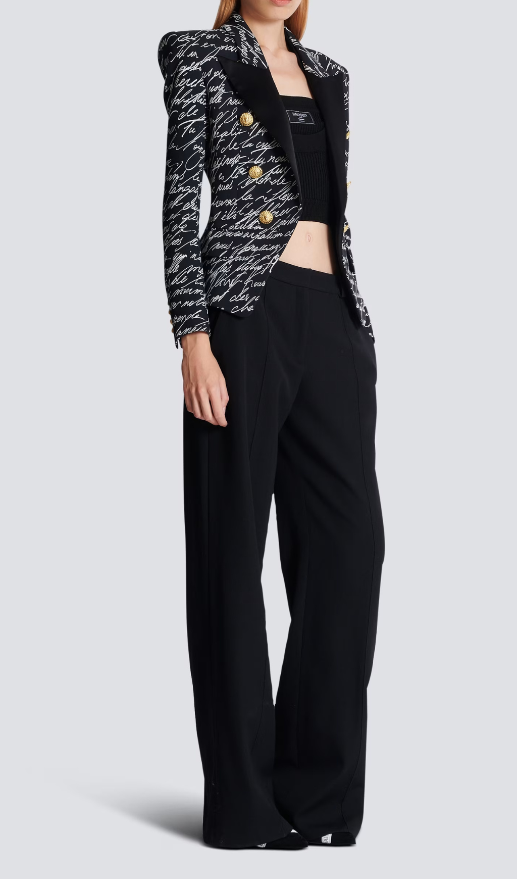 BLACK SINGLE BUTTON ALPHABET JACKET