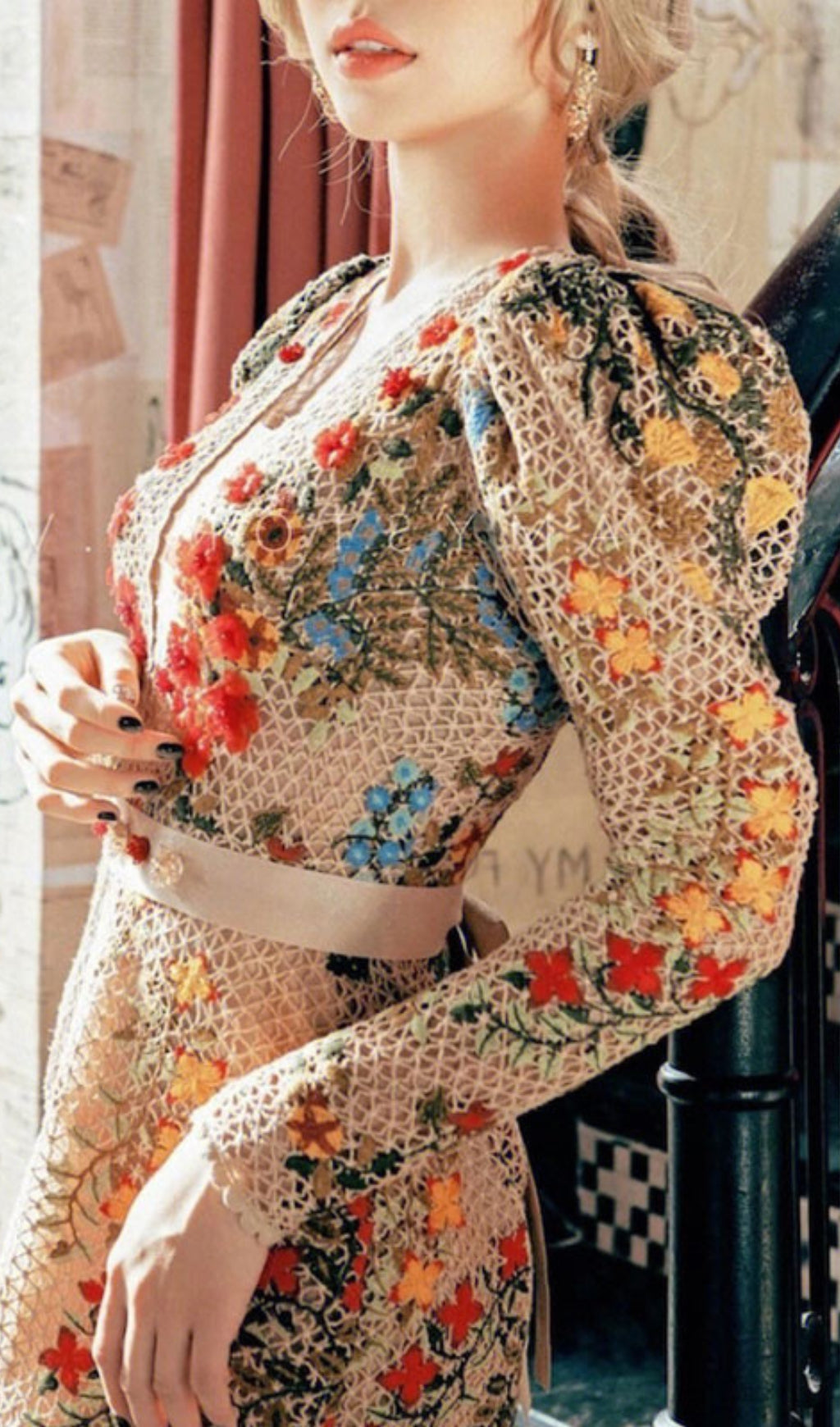 FLORAL EMBROIDERY MINI DRESS, A-LINE, GARDEN PARTY