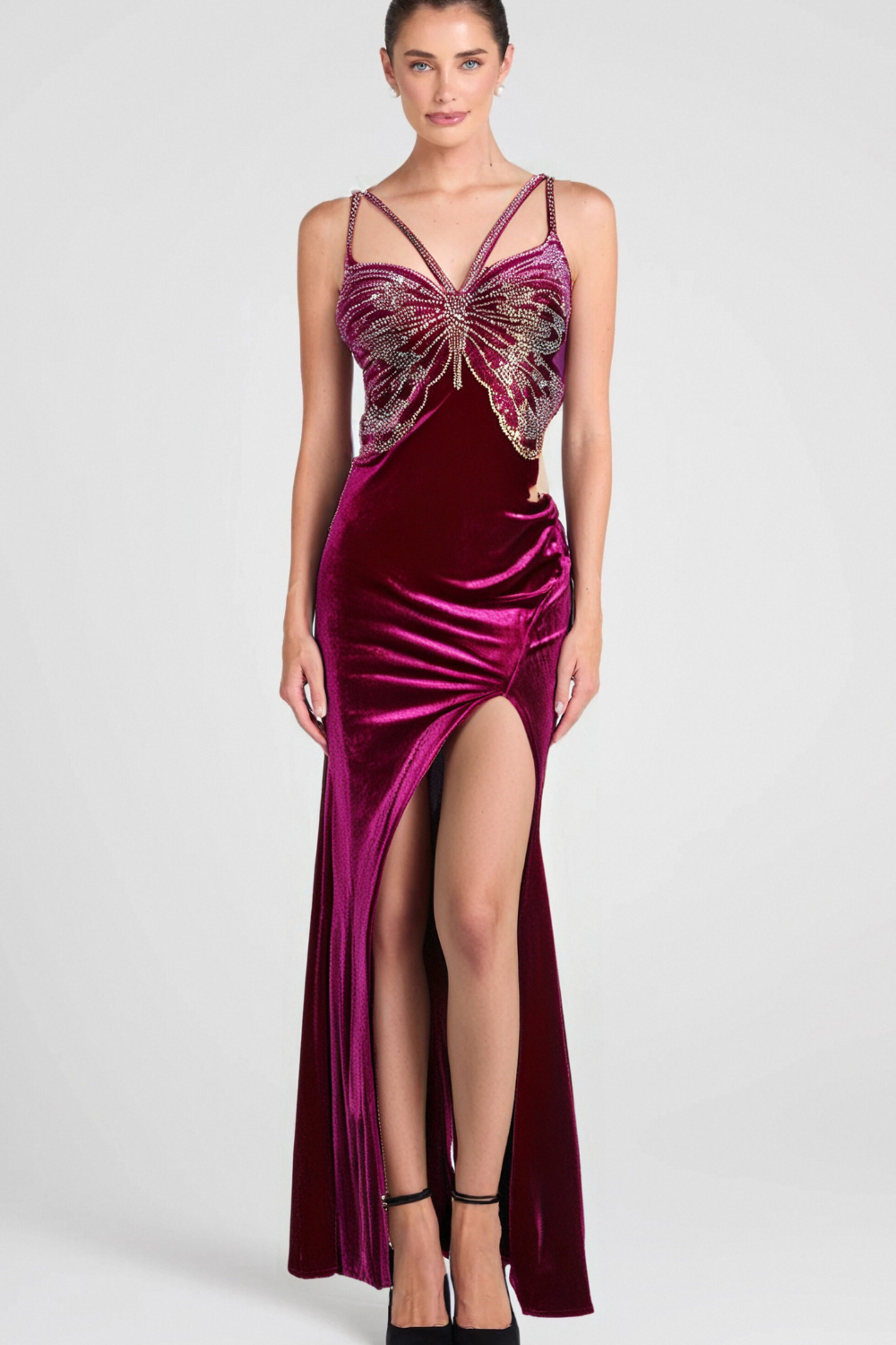 3_e98f8b99-60da-4652-a9dc-9fe2b0059679 SEQUIN BUTTERFLY VELVET MINI DRESS