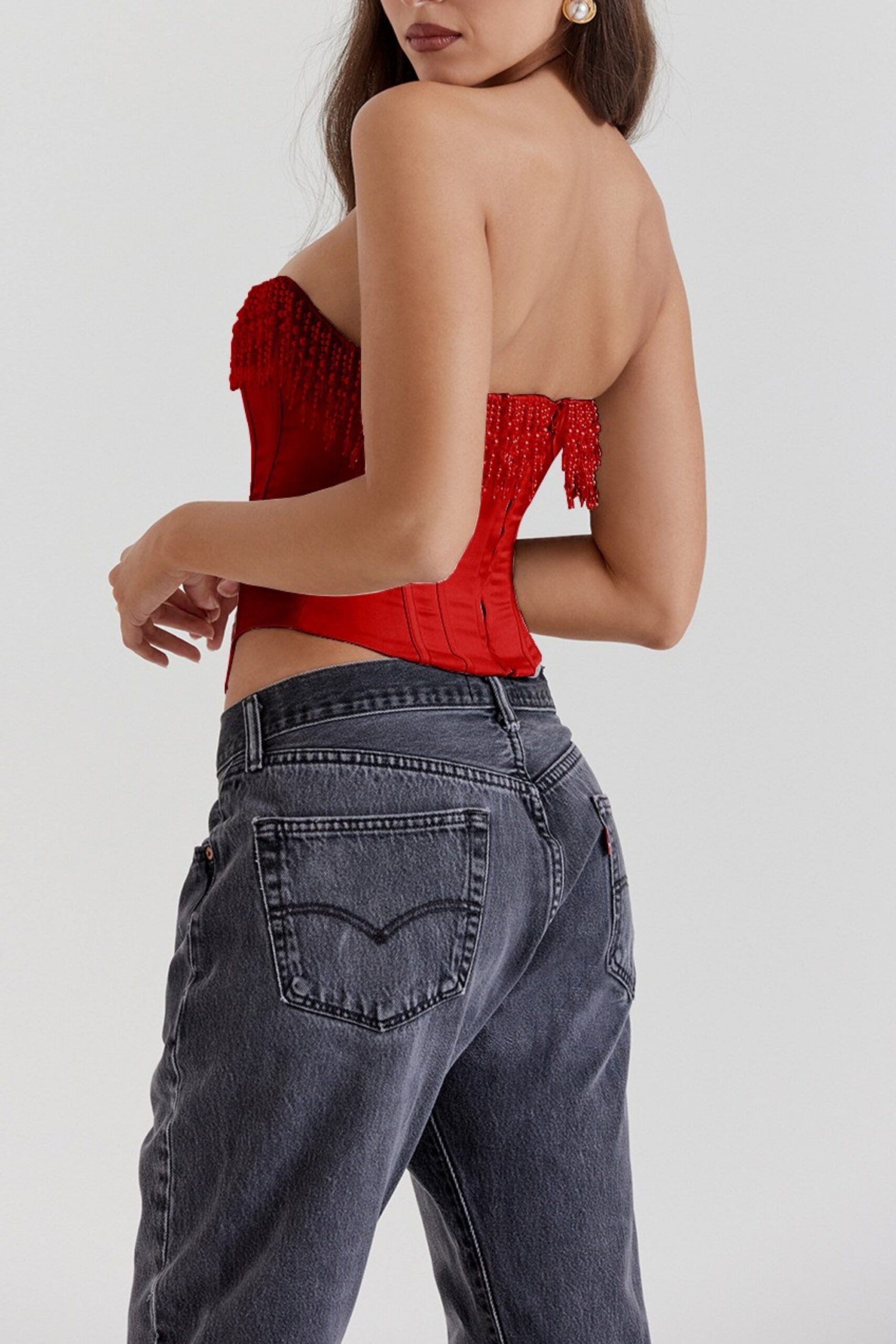 NALINI FAUX-PEARL OFF-SHOULDER TOP