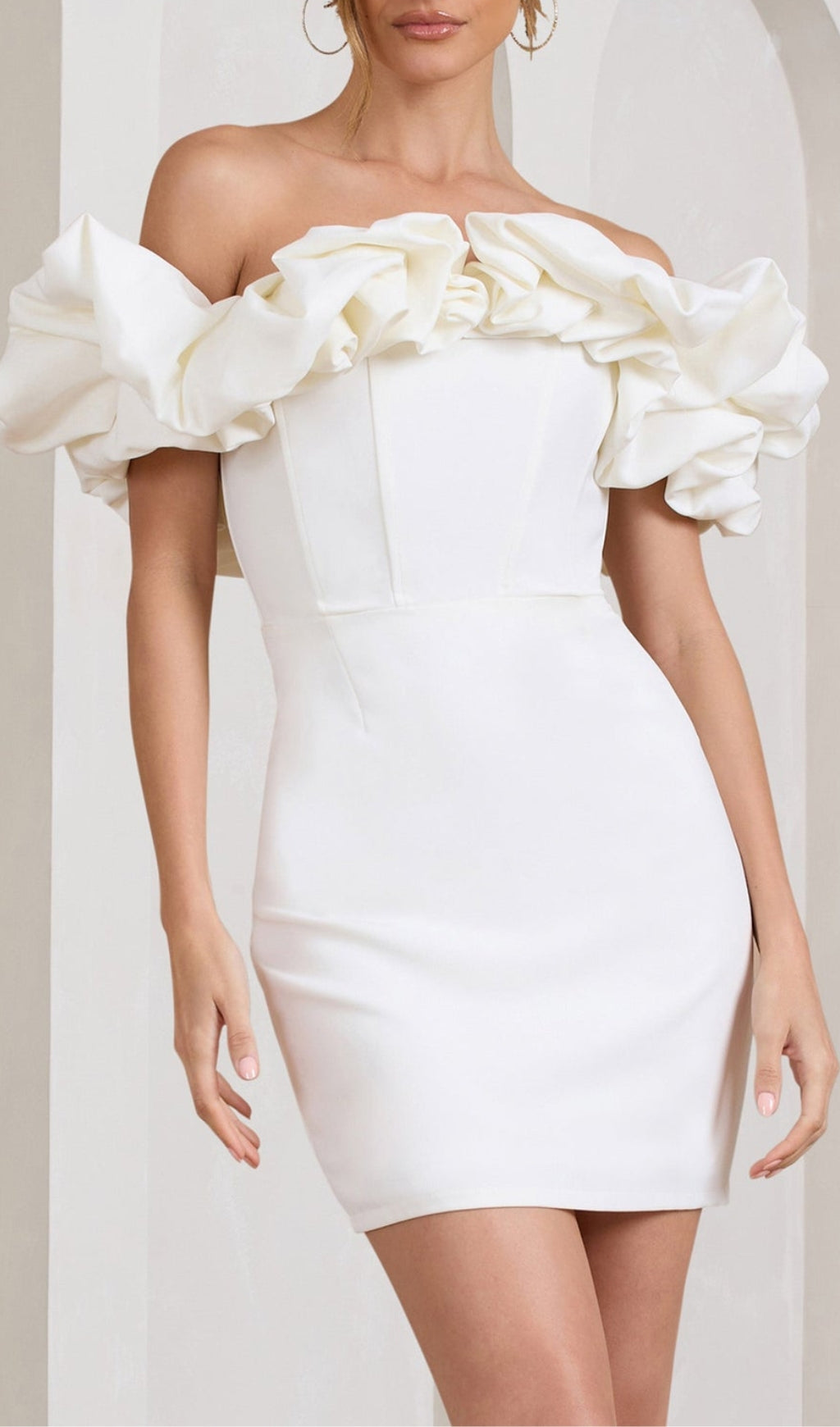 3_f2f58ac2-52ab-42b2-8c56-d430971ff157 SATIN STRAPLESS RUFFLE DRESS FOR PARTY