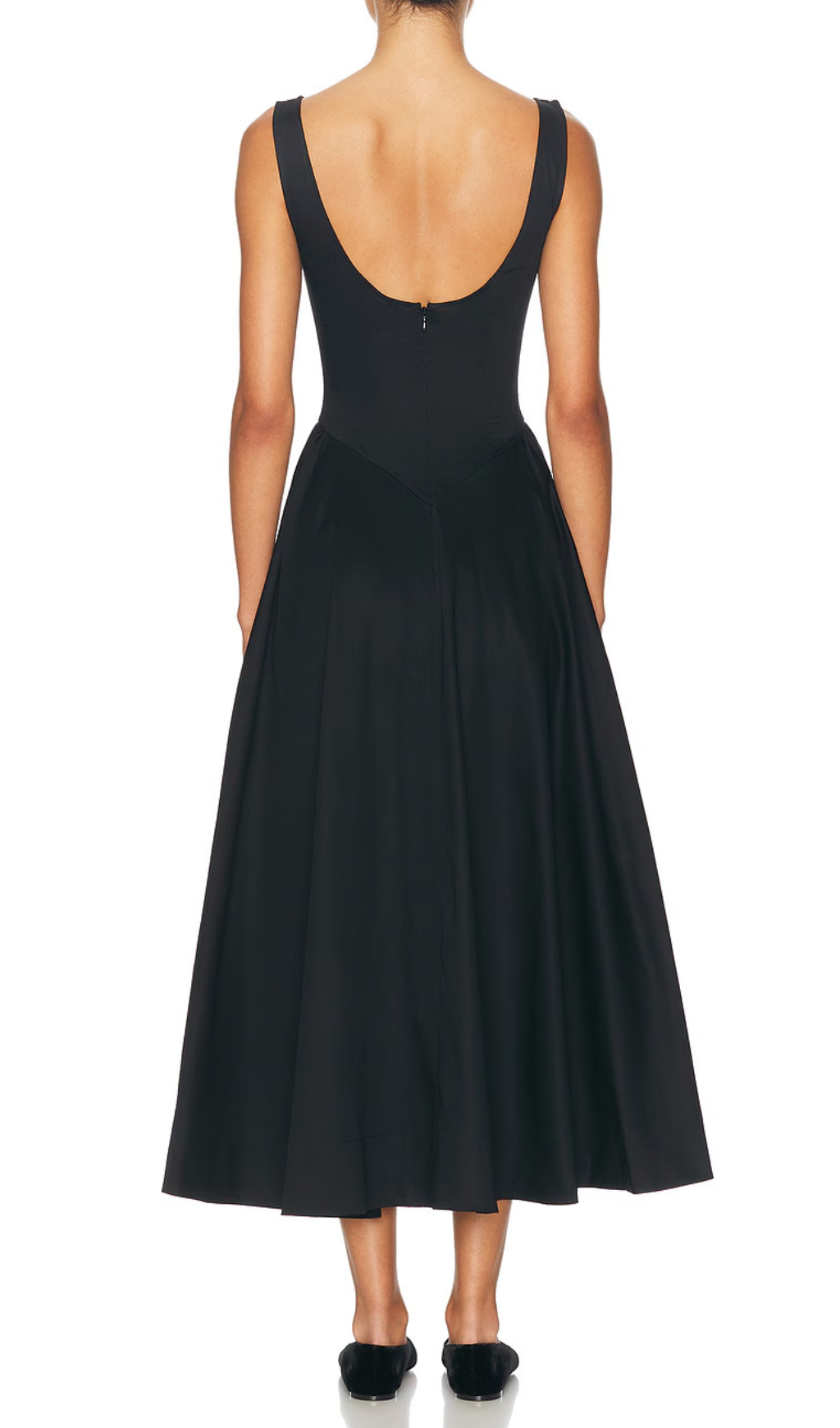 STRETCH SATEEN MIDI DRESS BLACK OCCASION