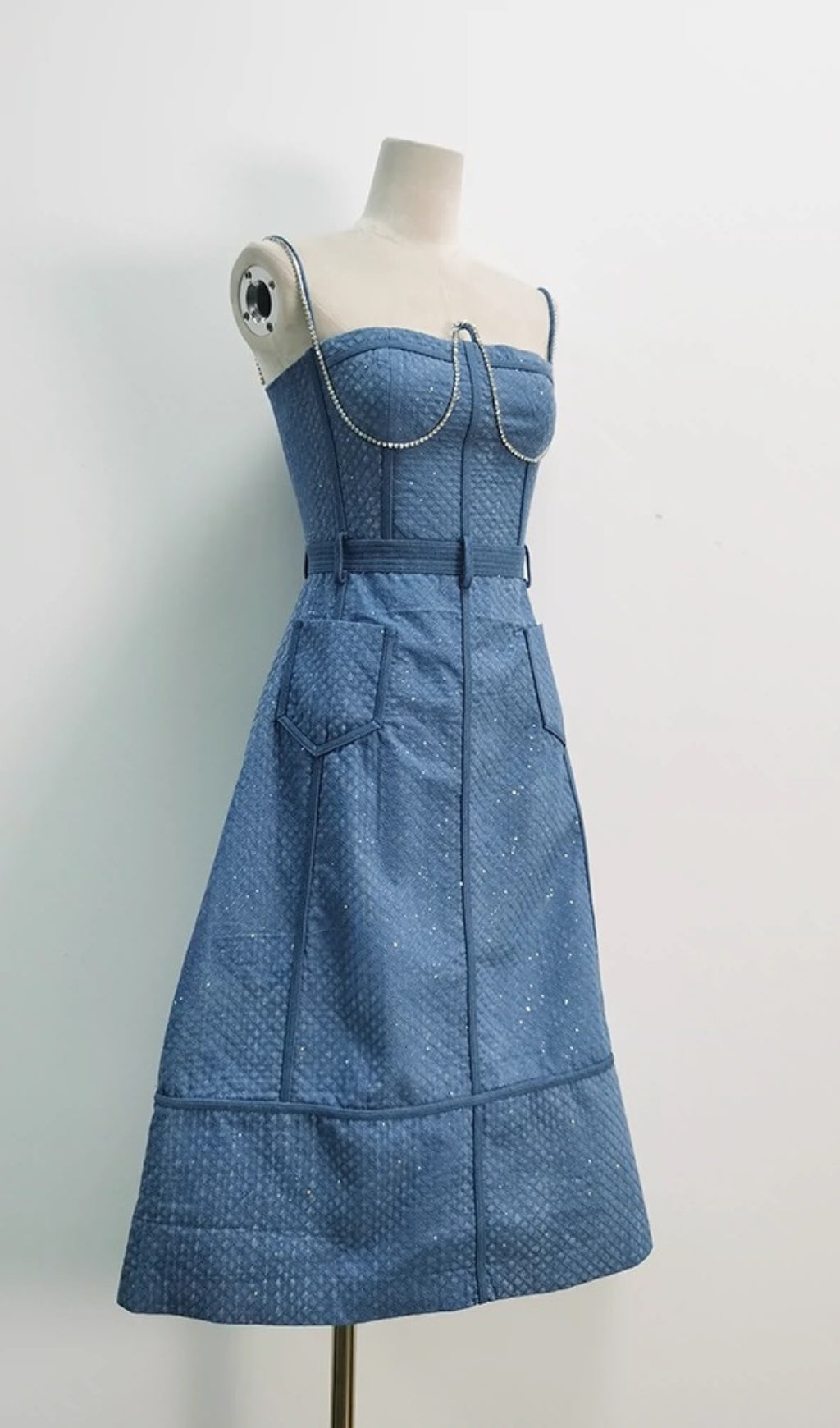 GABRIELLA BLUE MIDI DRESS FOR WEDDING GUEST