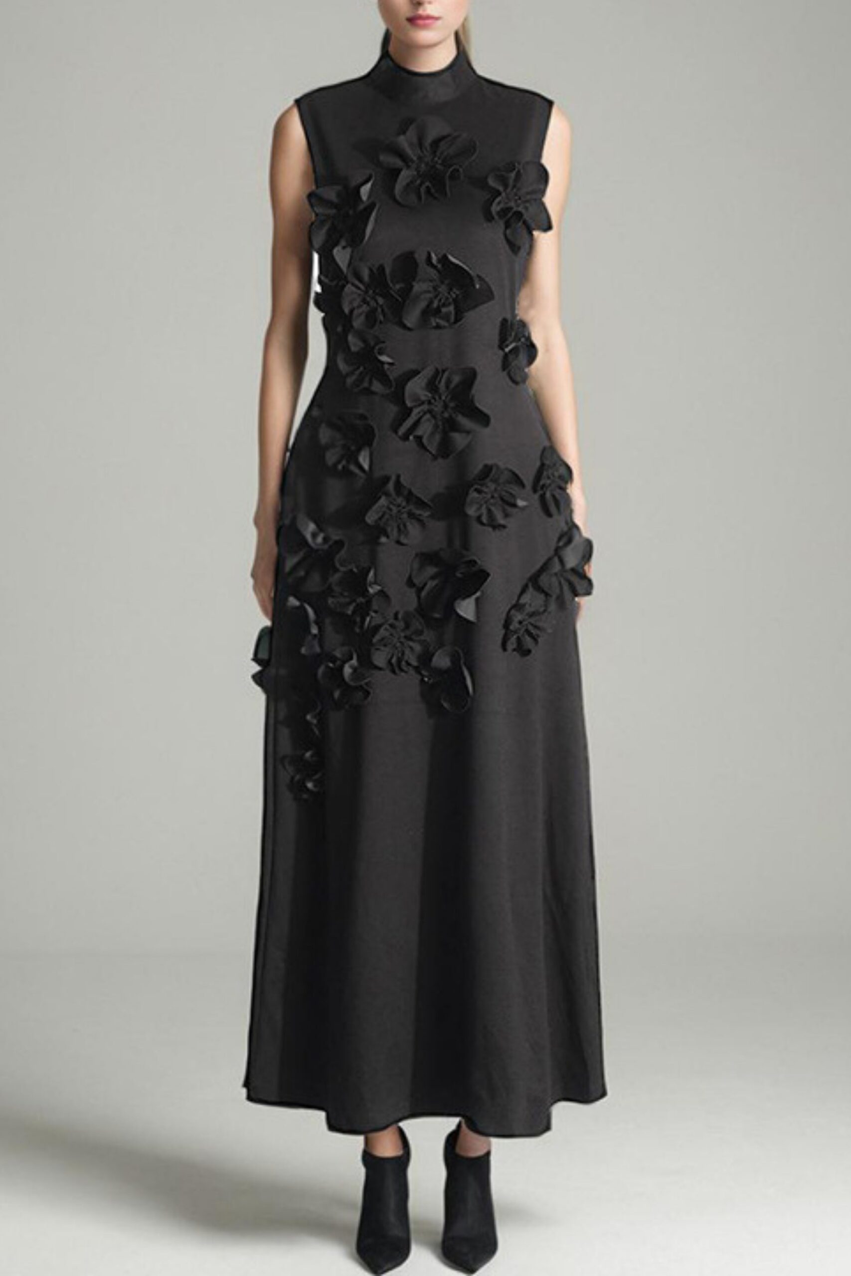 ANNONA BLACK EMBELLISHED MAXI DRESS, FLORAL
