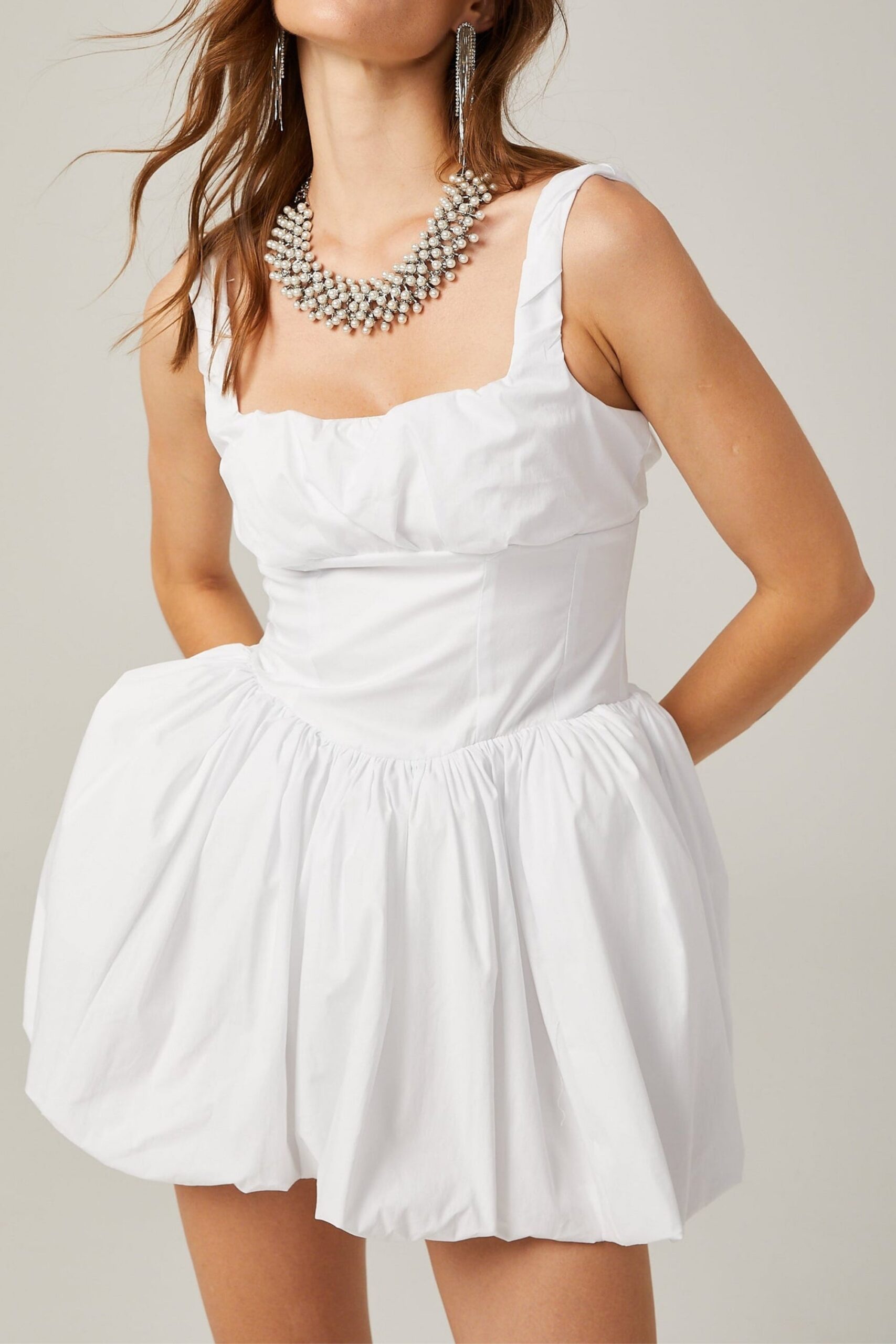 COTTON TULLE MINI DRESS WHITE WEDDING PARTY