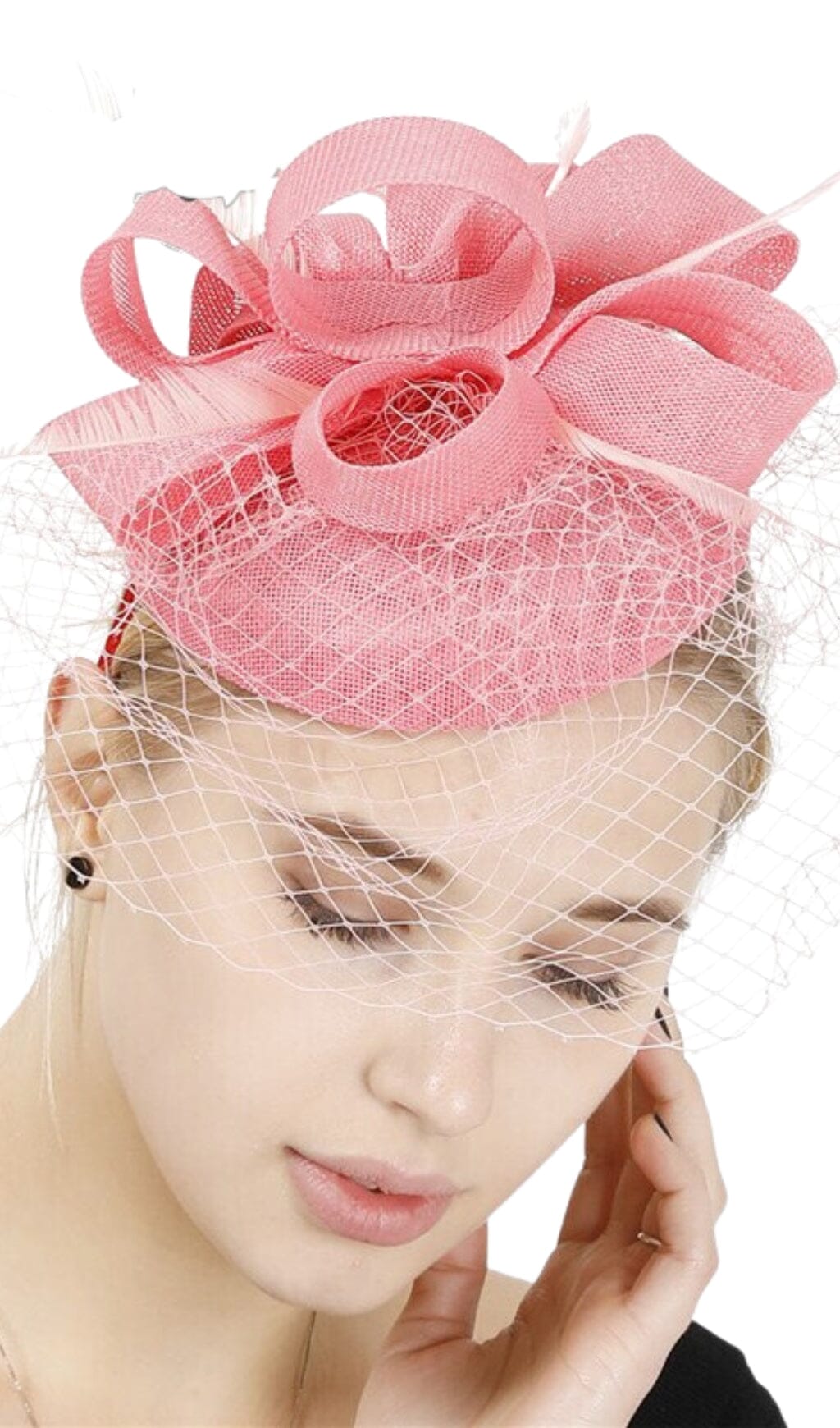 PINK FASCINATOR VEIL, WEDDING COCKTAIL PARTY