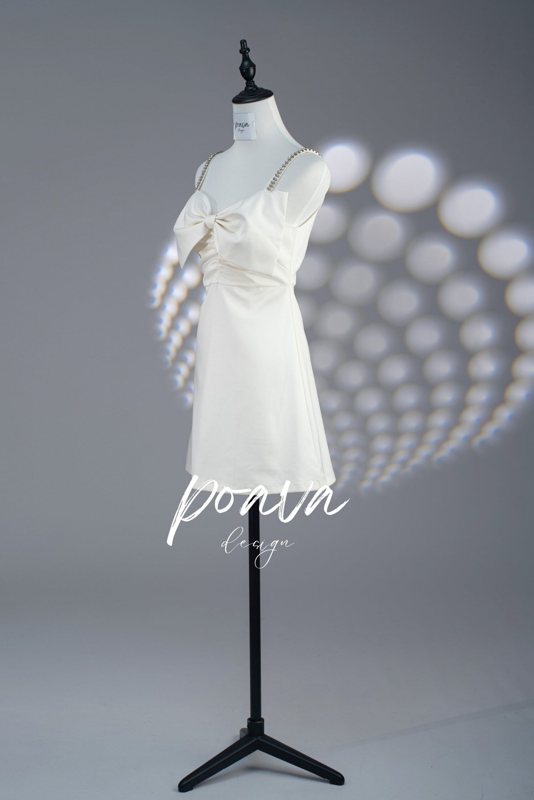 A-LINE WHITE BOW MINI DRESS FOR PARTY