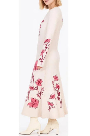 ECRU MULTI STRETCH KNIT MAXI DRESS, BODYCON