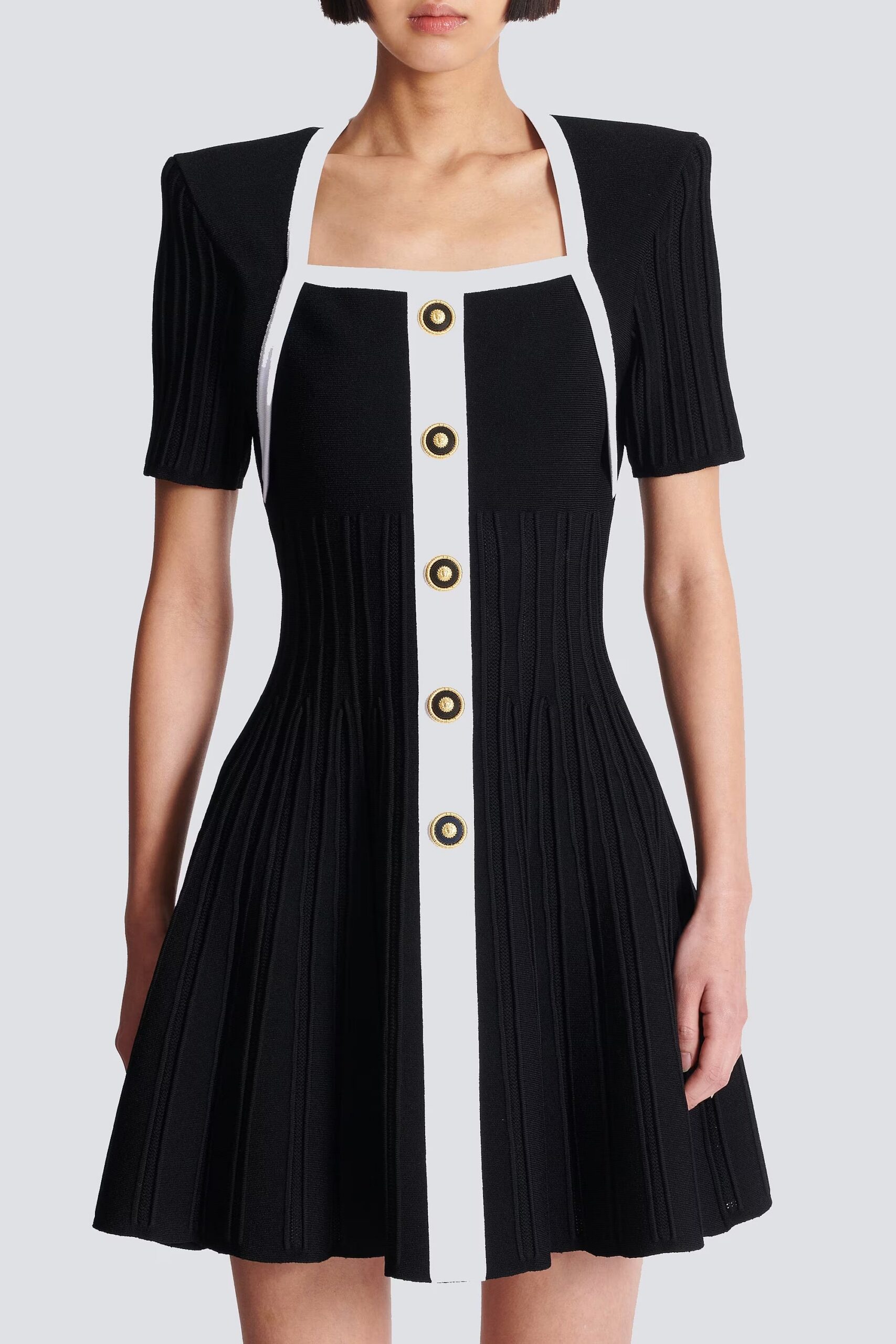 TWO-TONE A-LINE KNIT DRESS FOR WORK