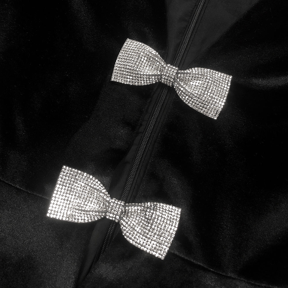 VICTORIA CUT-OUT BOW MINI DRESS SET BLACK