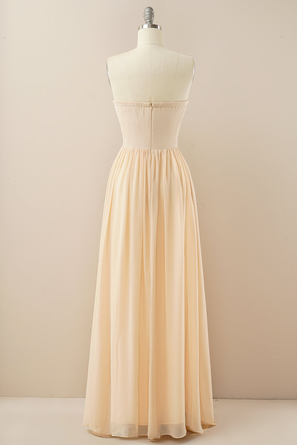 CHAMPAGNE SWEETHEART A-LINE CHIFFON PROM DRESS