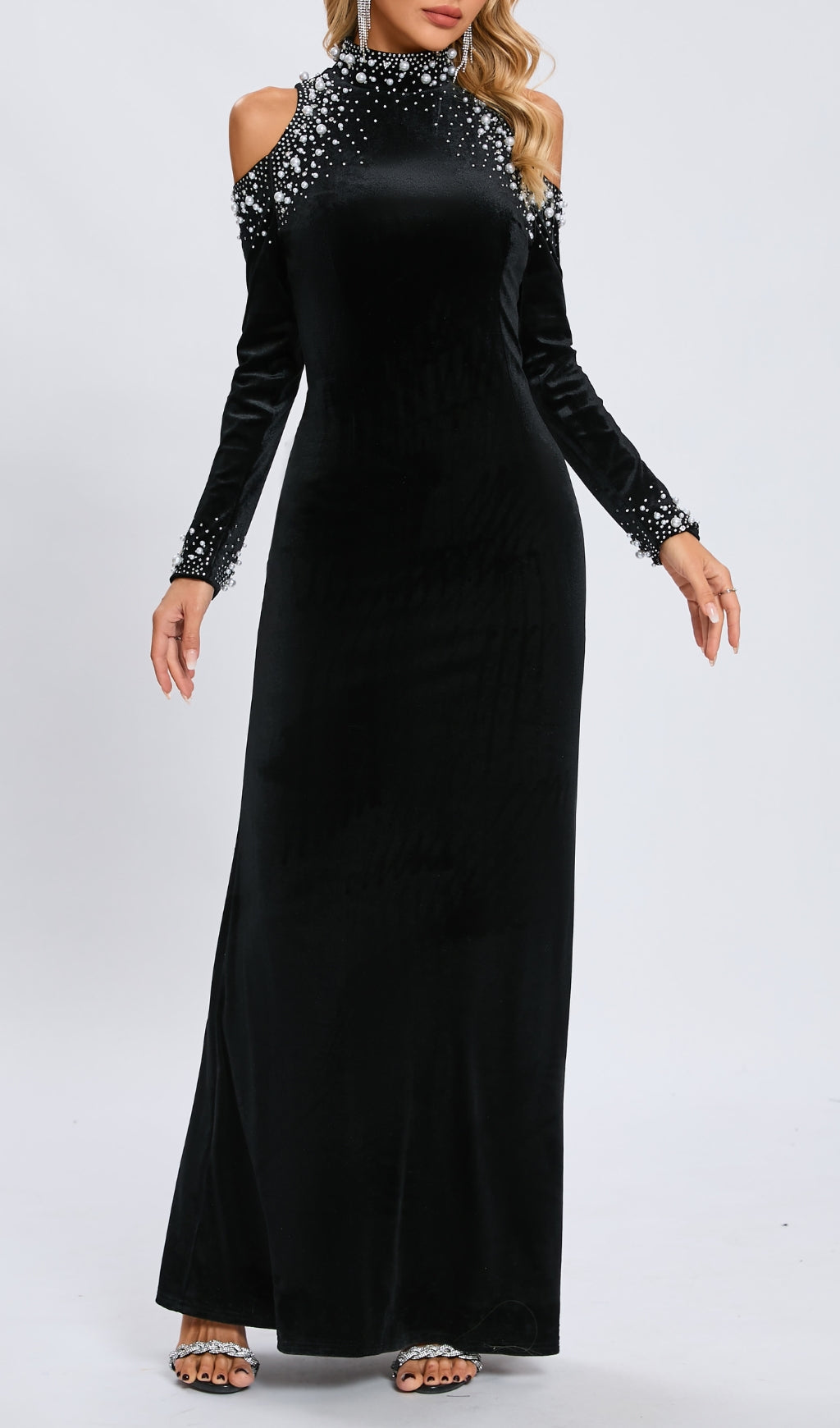 SEQUIN BLACK MAXI DRESS FOR FORMAL EVENTS
