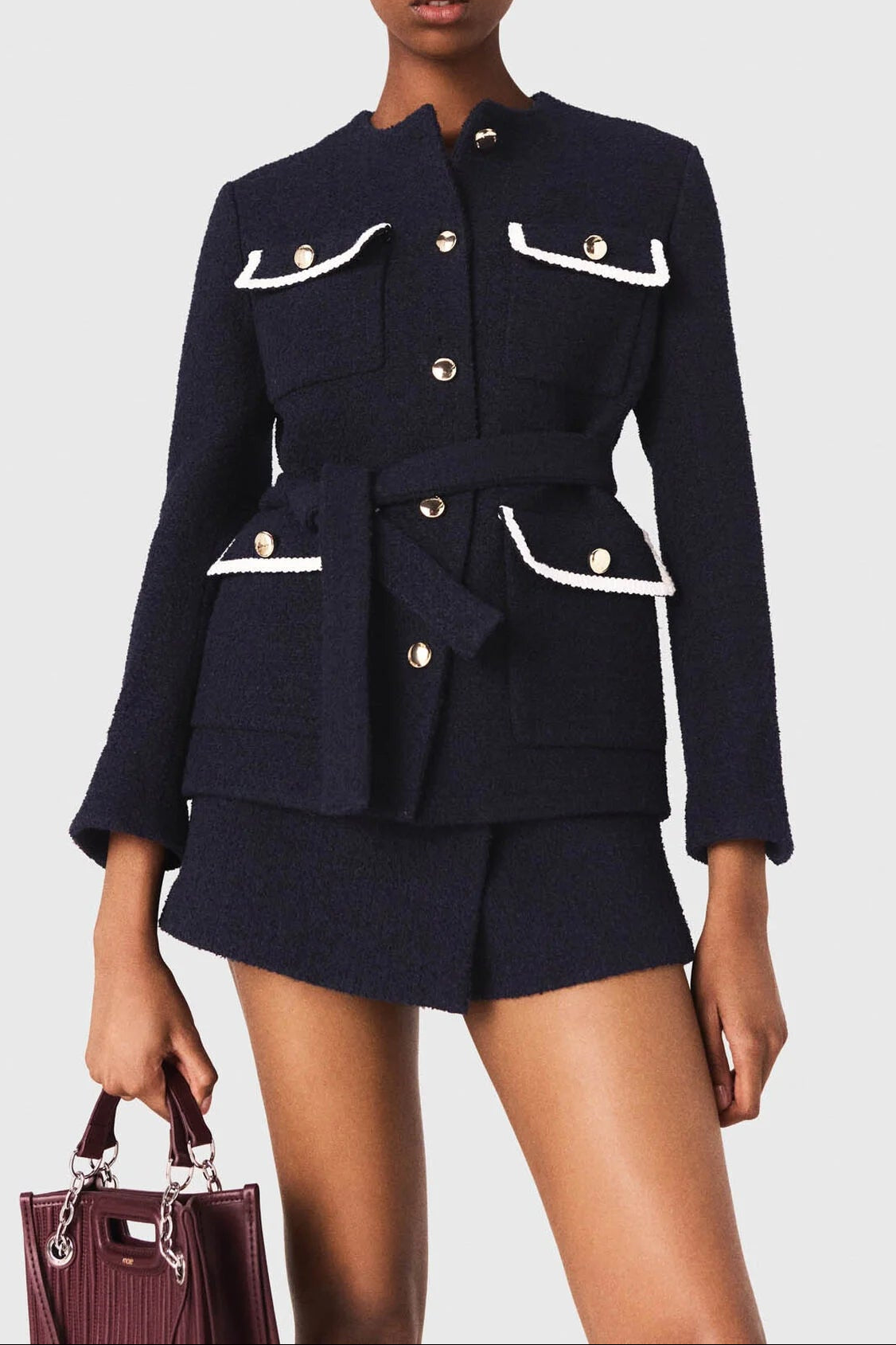 SIGRID NAVY TWEED BLAZER - 4-POCKET WORK JACKET