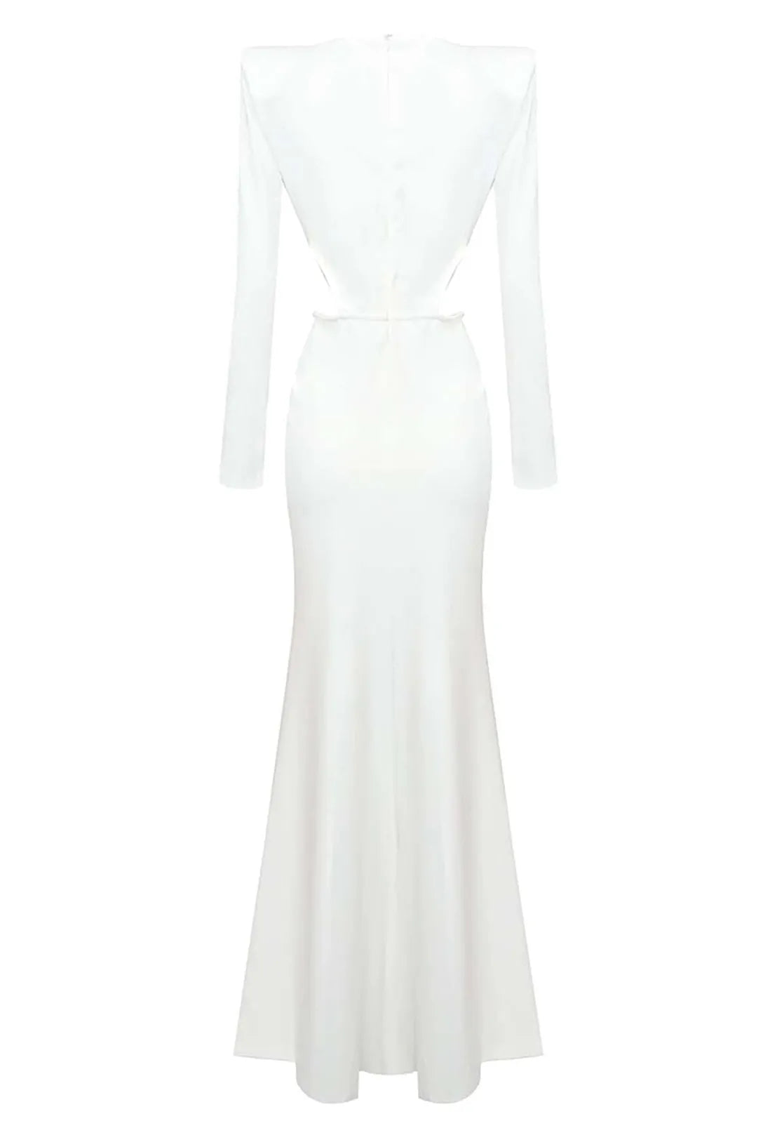 VANESSA WHITE V-NECK RUCHED CUTOUT MAXI DRESS