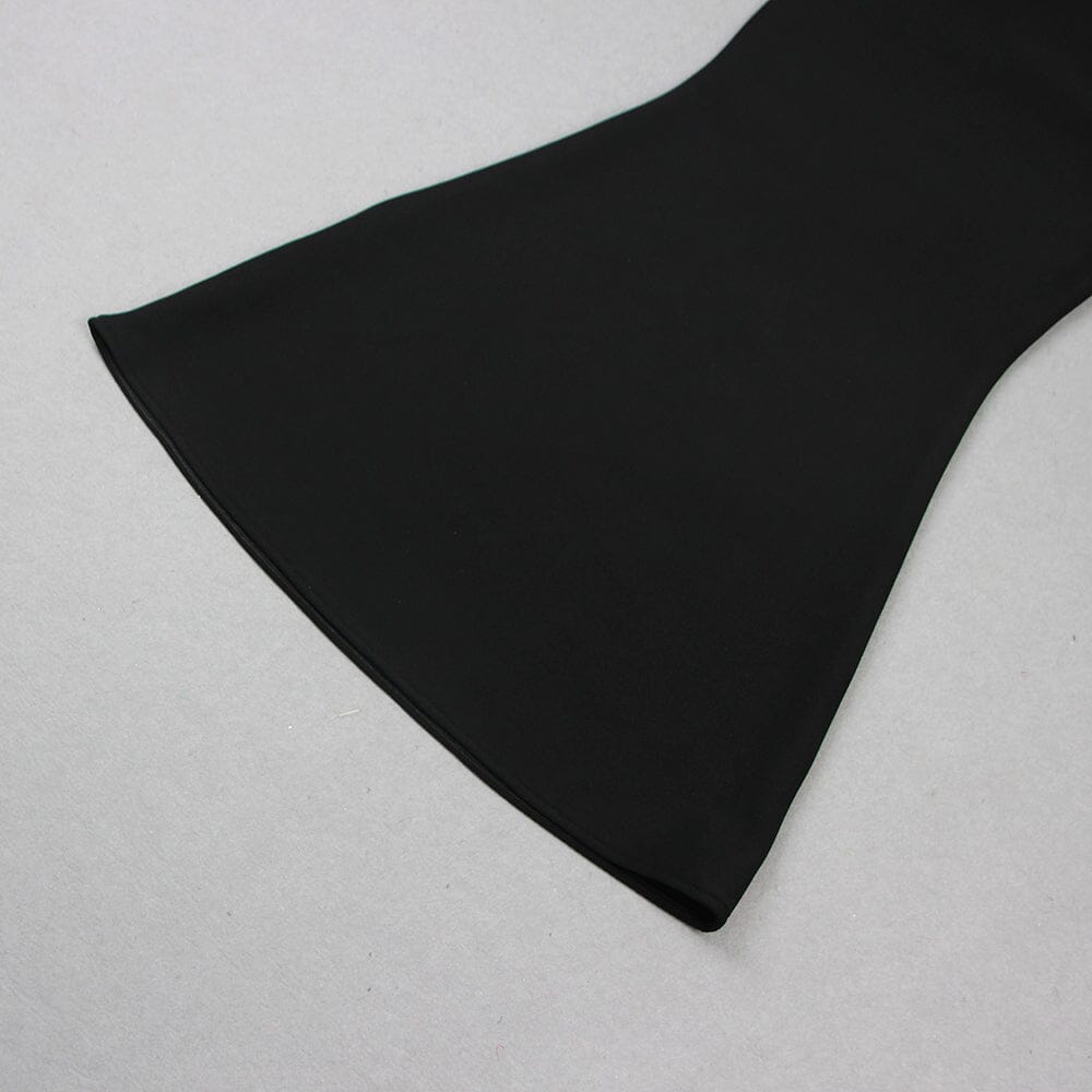 FEATHER OFF-SHOULDER MERMAID MAXI DRESS IN BLACK