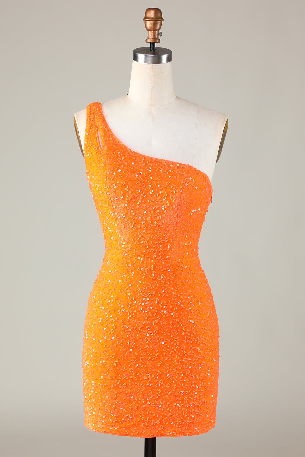 40009894_20Orange_20_1 SEQUIN ONE-SHOULDER ORANGE TIGHT BEADING HOMECOMING DRESS