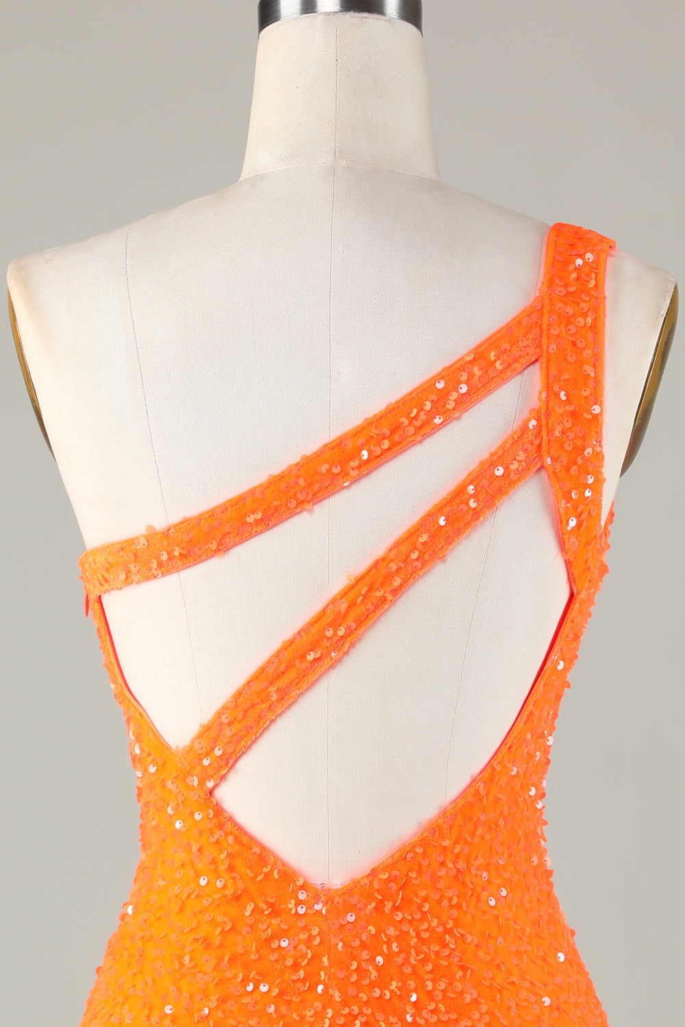 SEQUIN ONE-SHOULDER ORANGE TIGHT BEADING HOMECOMING DRESS