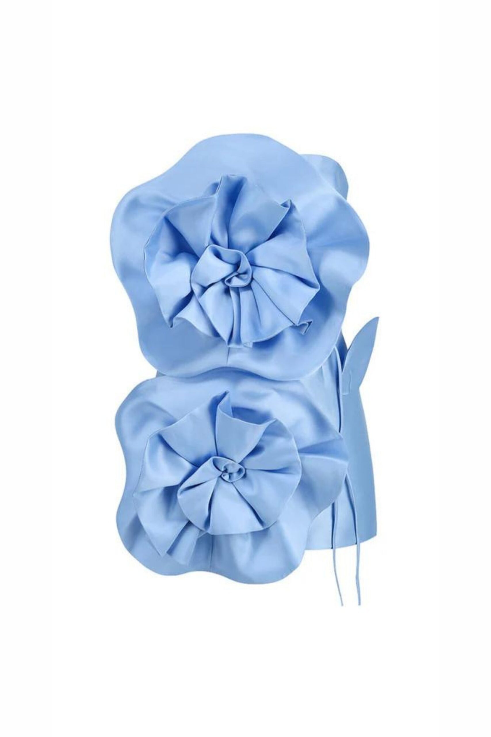 BLUE FLORAL STRAPLESS BIND MINI DRESS