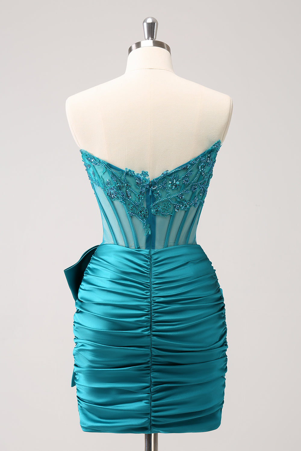 SPARKLY NAVY STRAPLESS BEADED HOMECOMING DRESS