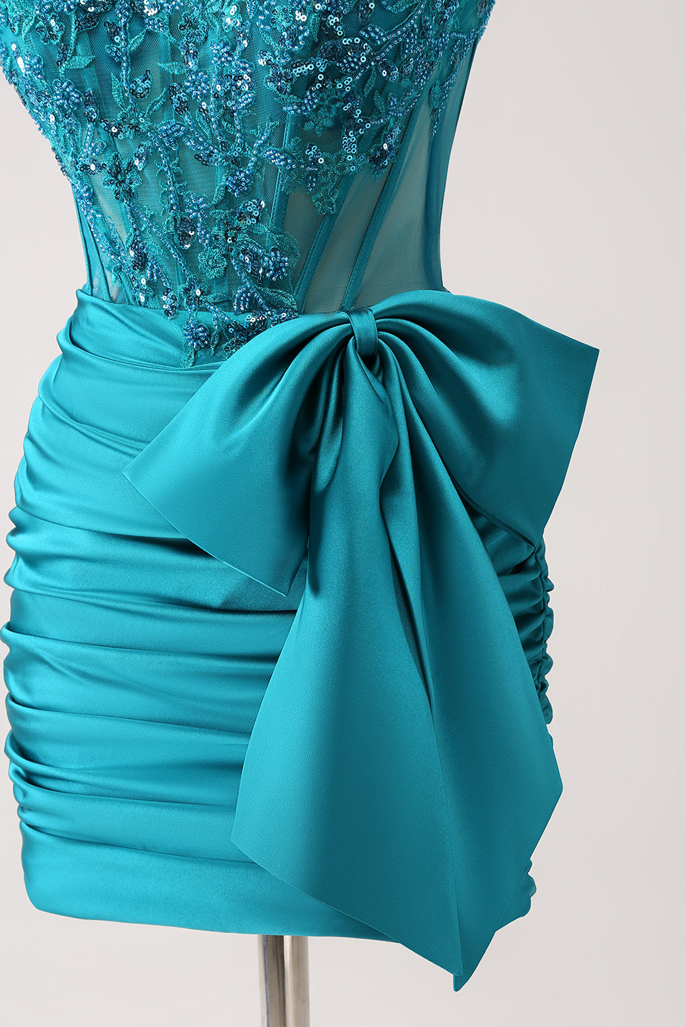SPARKLY NAVY STRAPLESS BEADED HOMECOMING DRESS