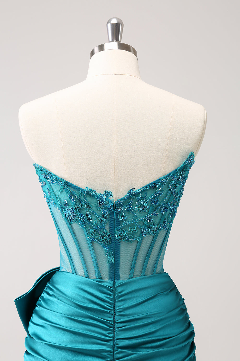 SPARKLY NAVY STRAPLESS BEADED HOMECOMING DRESS