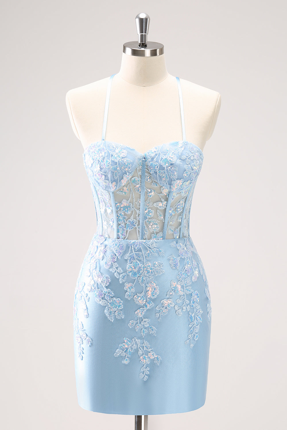 405D02LF042Blue_1_-first SEQUIN BLUE SPAGHETTI STRAP CORSET HOMECOMING DRESS