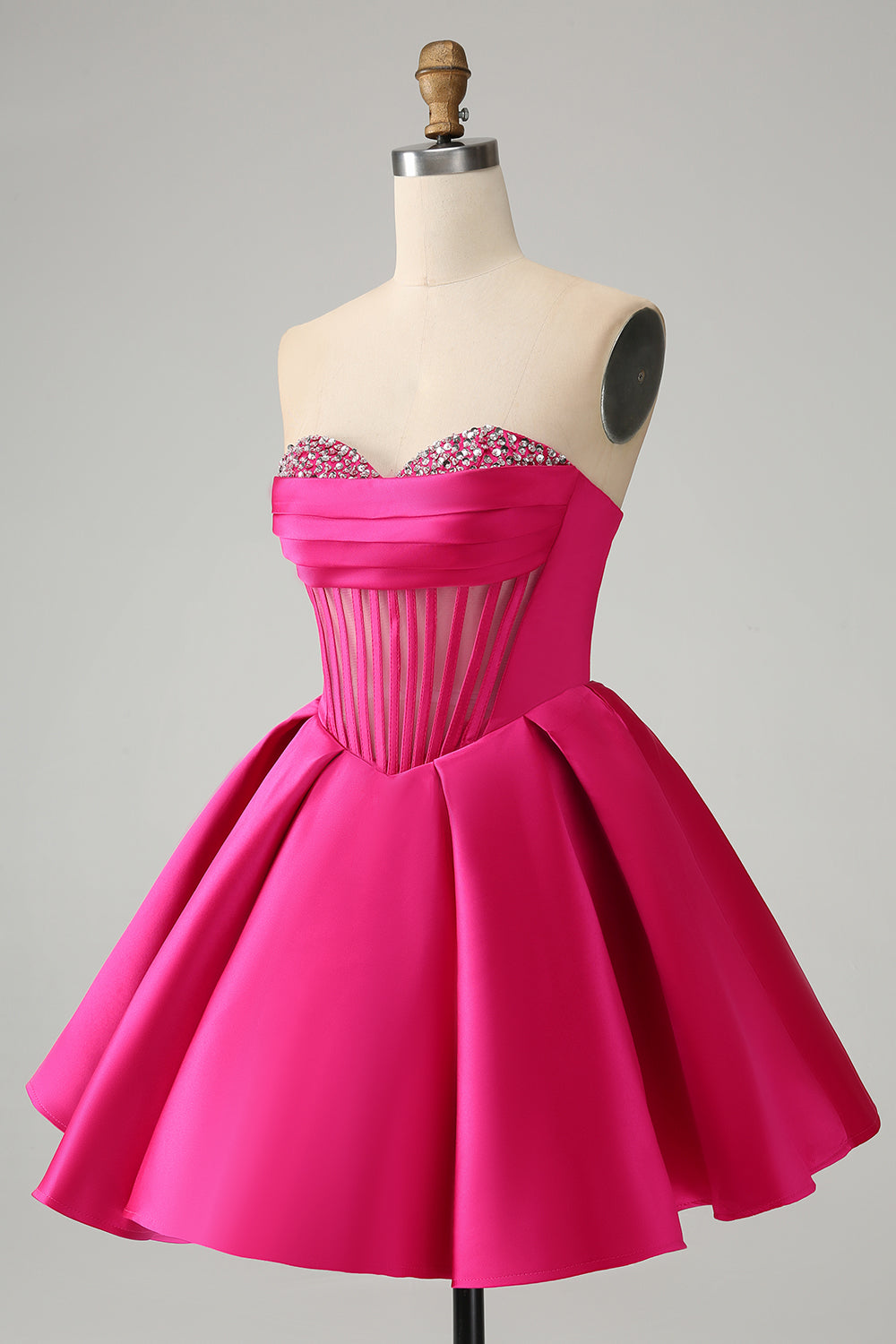 FUCHSIA A-LINE SWEETHEART CORSET HOMECOMING DRESS