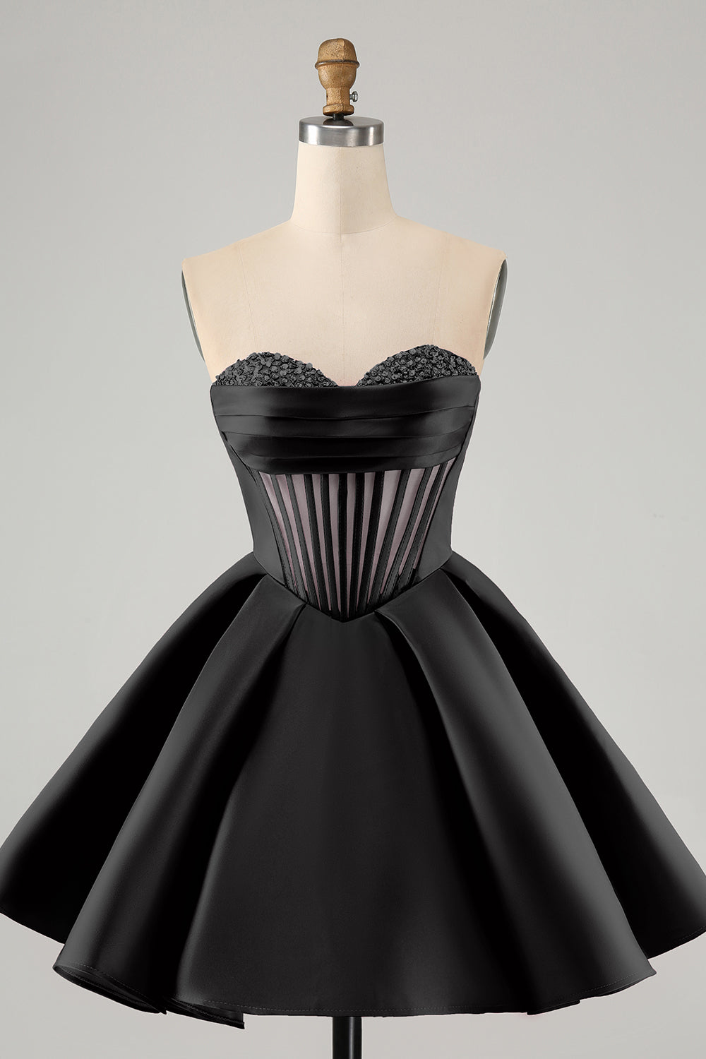 FUCHSIA A-LINE CORSET HOMECOMING DRESS WITH BEADING