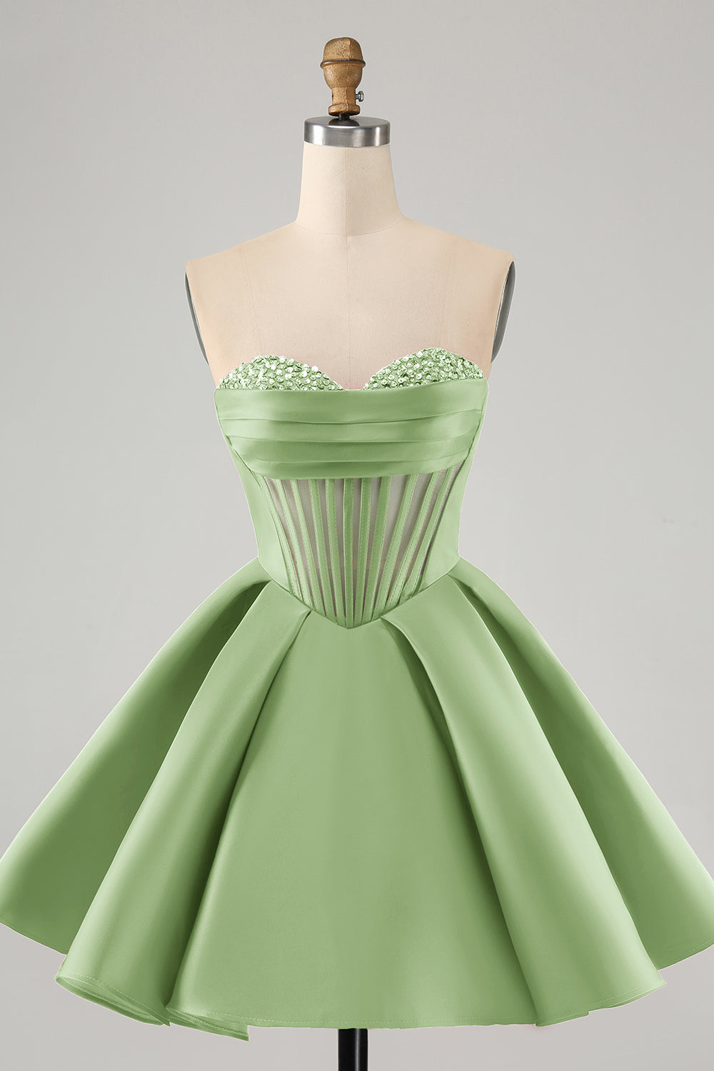 FUCHSIA A-LINE CORSET HOMECOMING DRESS WITH BEADING