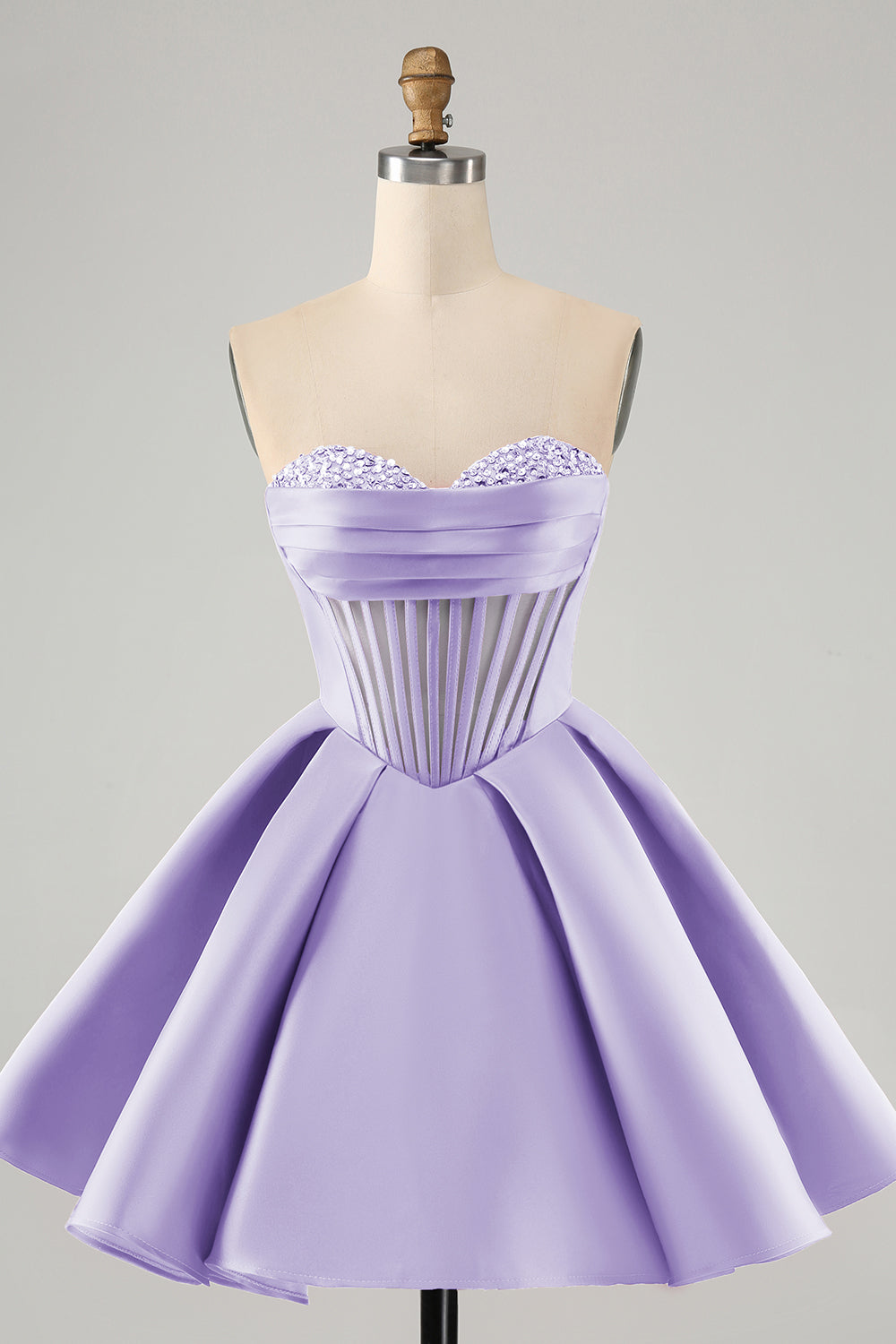 FUCHSIA A-LINE CORSET HOMECOMING DRESS WITH BEADING