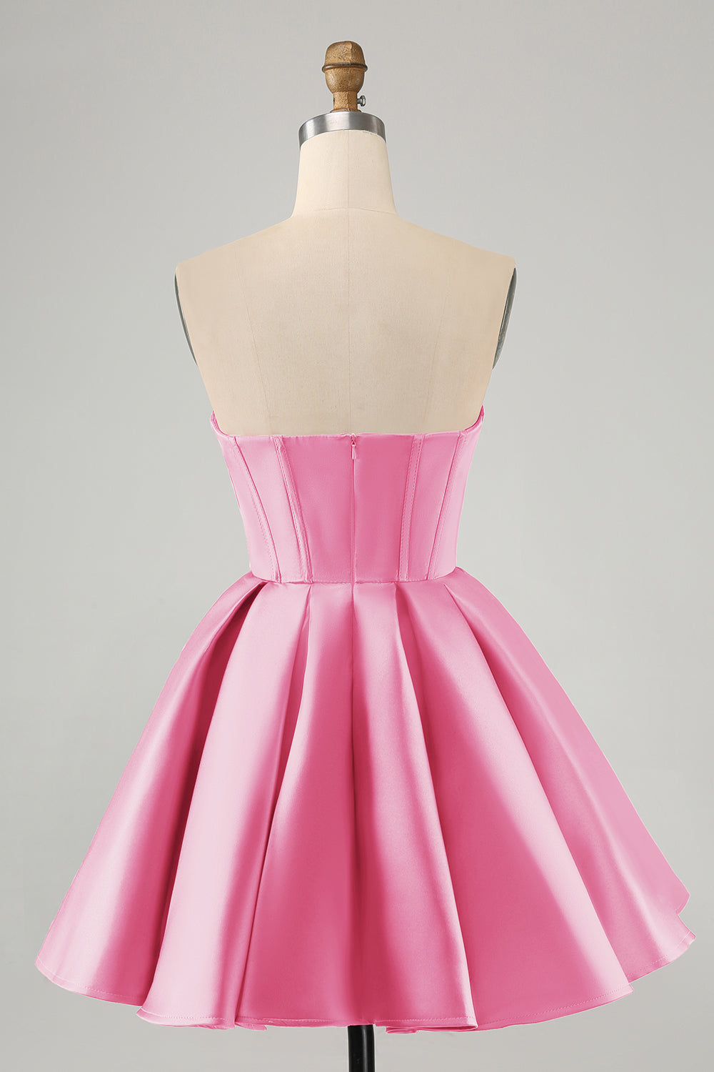 FUCHSIA A-LINE CORSET HOMECOMING DRESS WITH BEADING
