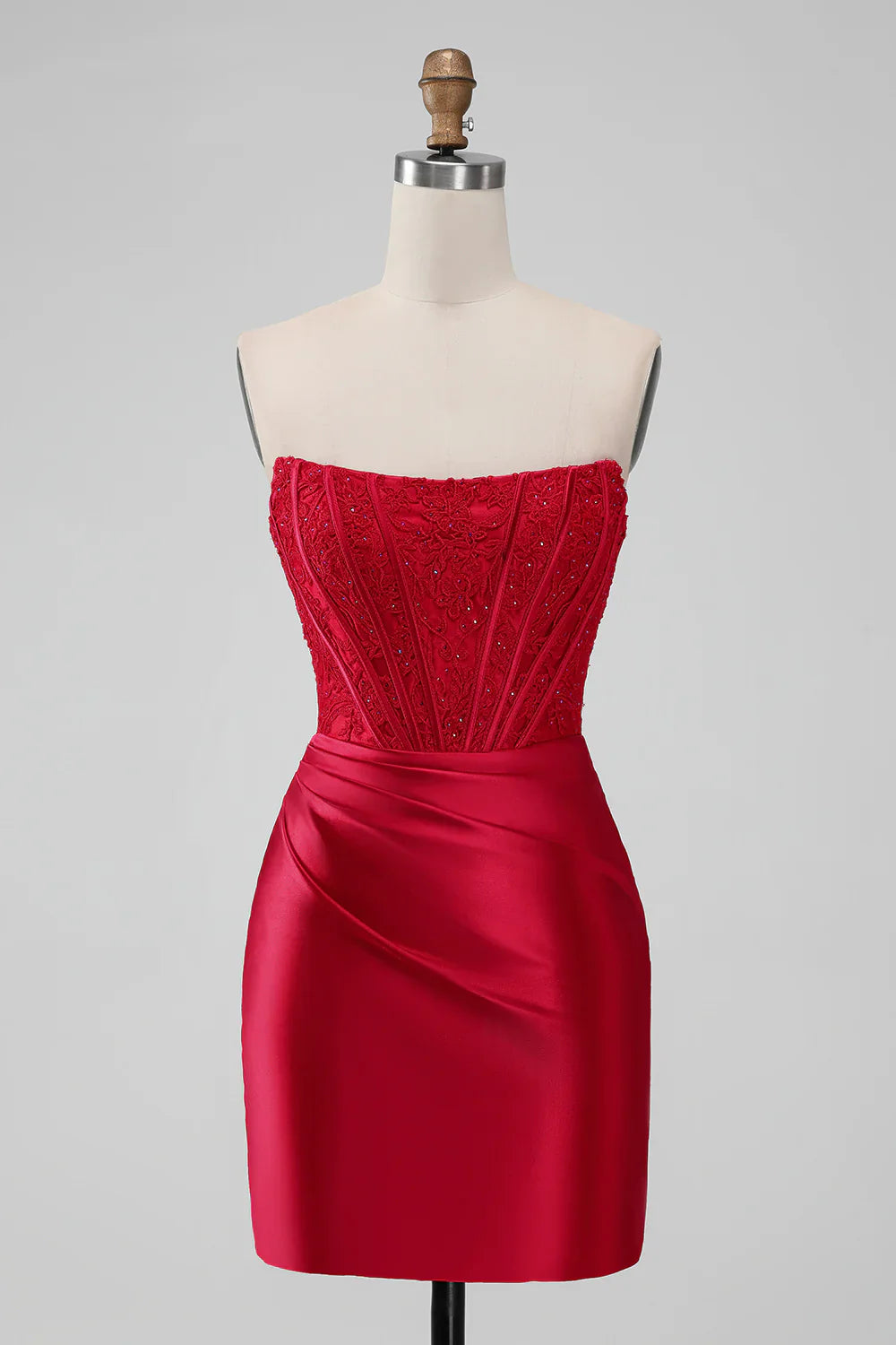 405D02LF050_20Red_1_-first RED STRAPLESS LACE BODYCON HOMECOMING DRESS