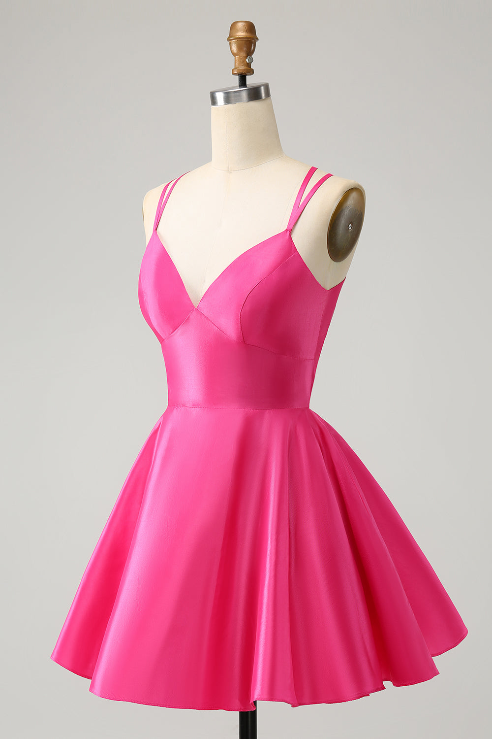 FUCHSIA A-LINE BACKLESS HOMECOMING MINI DRESS