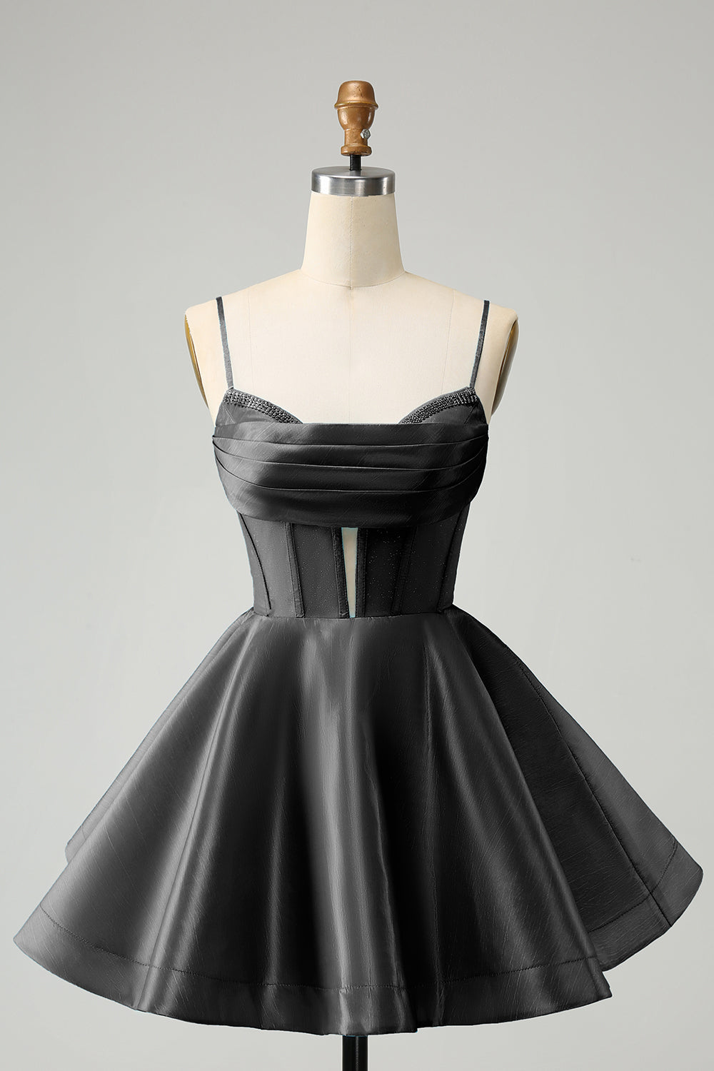 GLITTER BLUE A-LINE CORSET HOMECOMING DRESS WITH BEADING