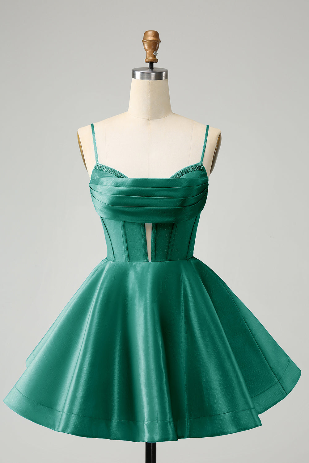 GLITTER BLUE A-LINE CORSET HOMECOMING DRESS WITH BEADING