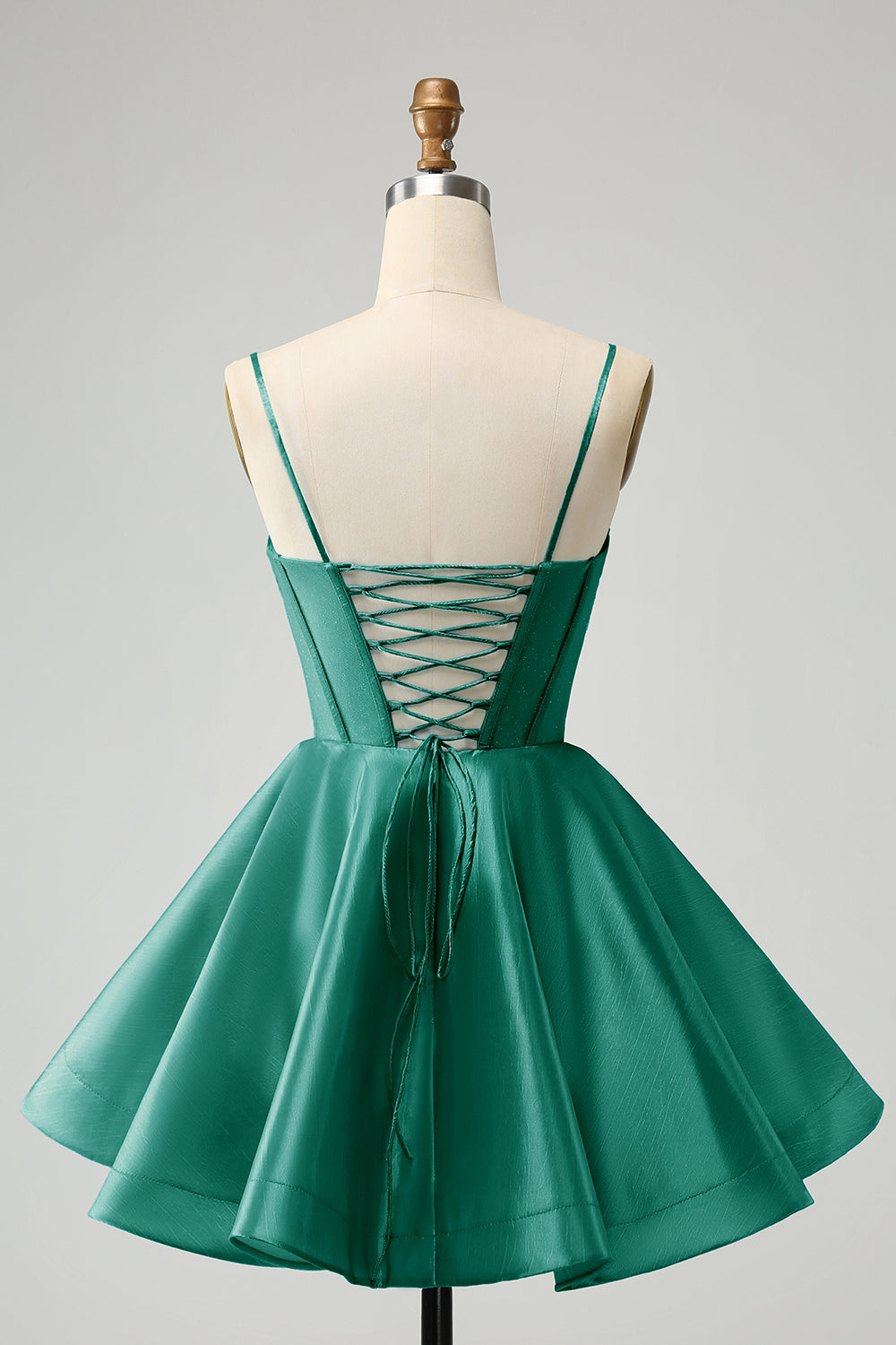 GLITTER BLUE A-LINE CORSET HOMECOMING DRESS WITH BEADING