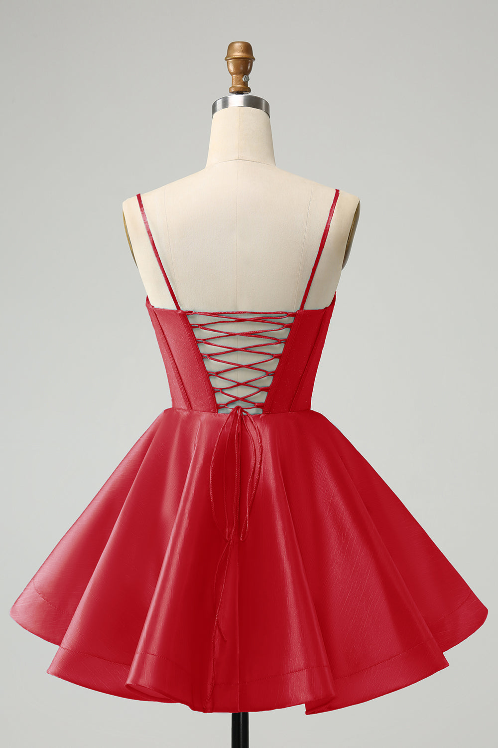 GLITTER BLUE A-LINE CORSET HOMECOMING DRESS WITH BEADING