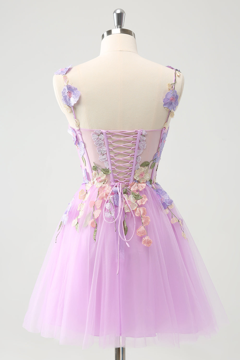 PURPLE A-LINE HALTER TULLE HOMECOMING DRESS