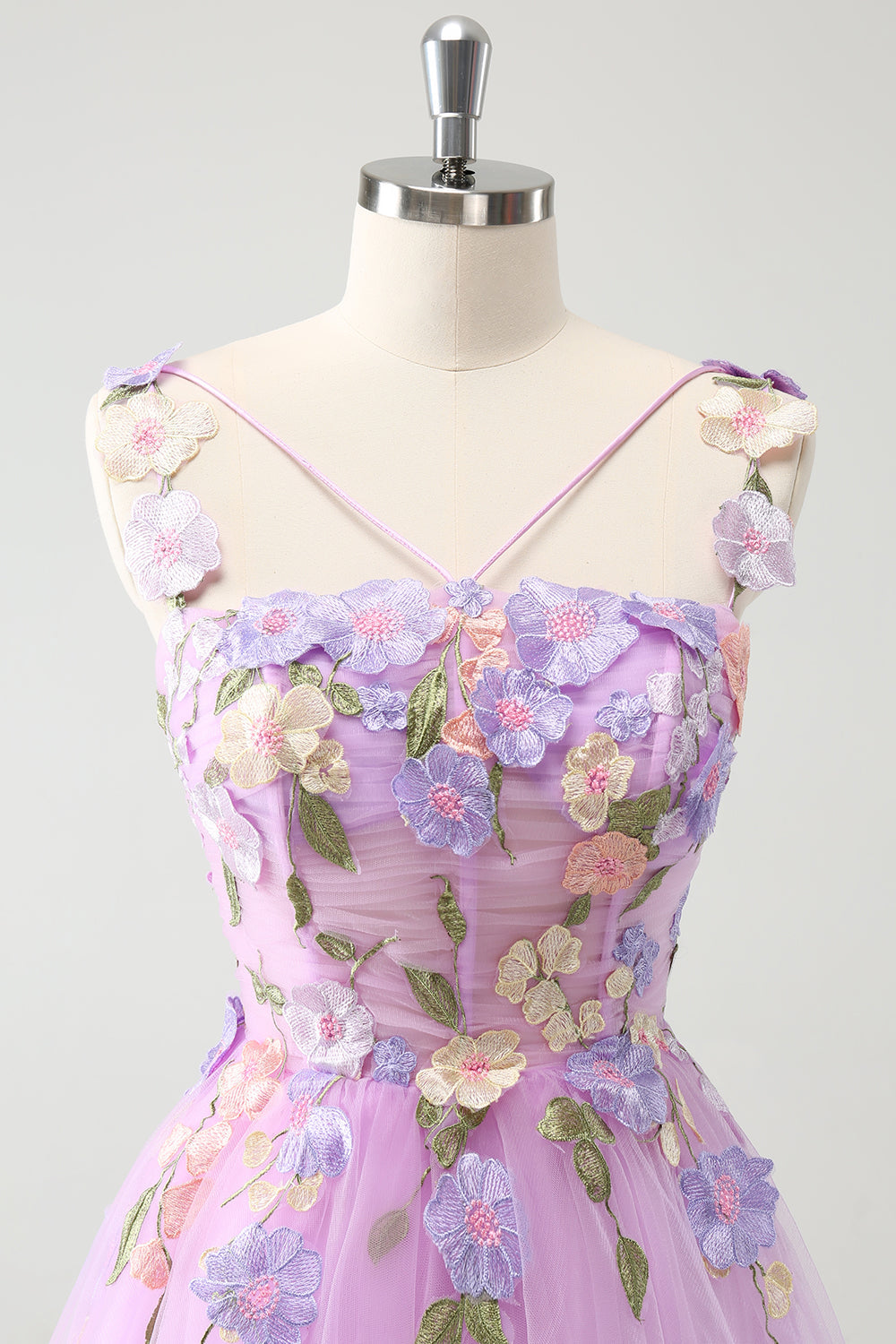 PURPLE A-LINE HALTER TULLE HOMECOMING DRESS