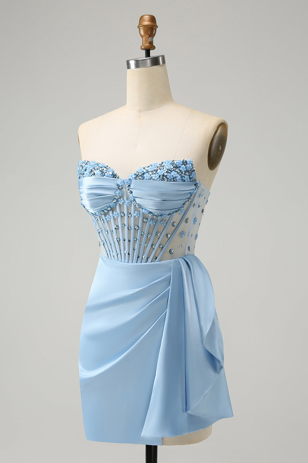 SPARKLY BLUE BODYCON SWEETHEART HOMECOMING CORSET DRESS