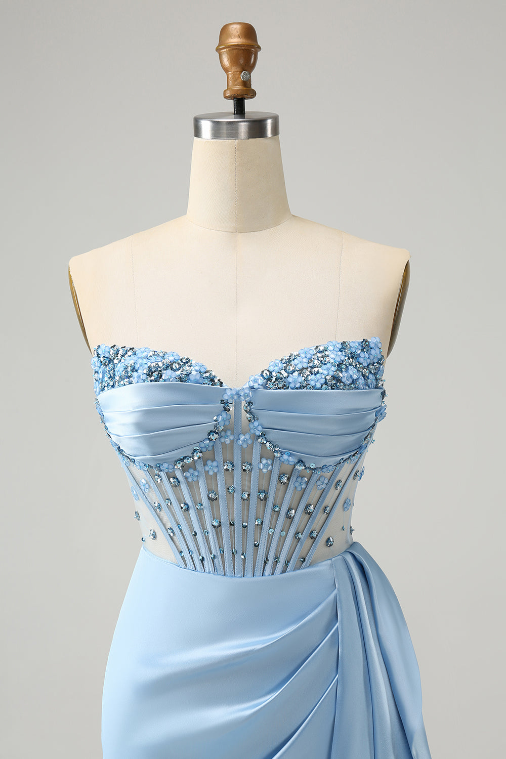 SPARKLY BLUE BODYCON SWEETHEART HOMECOMING CORSET DRESS