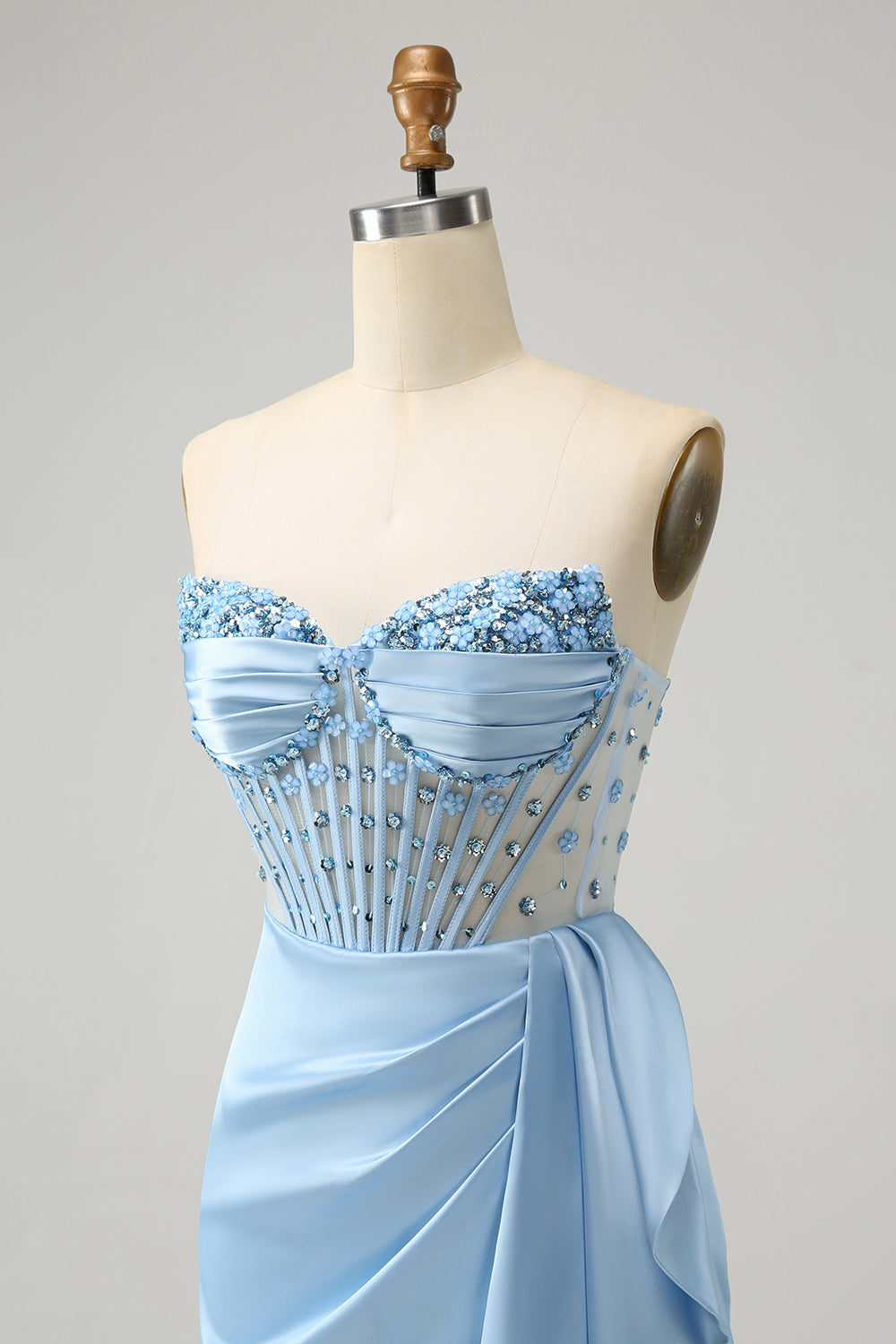 SPARKLY BLUE BODYCON SWEETHEART HOMECOMING CORSET DRESS