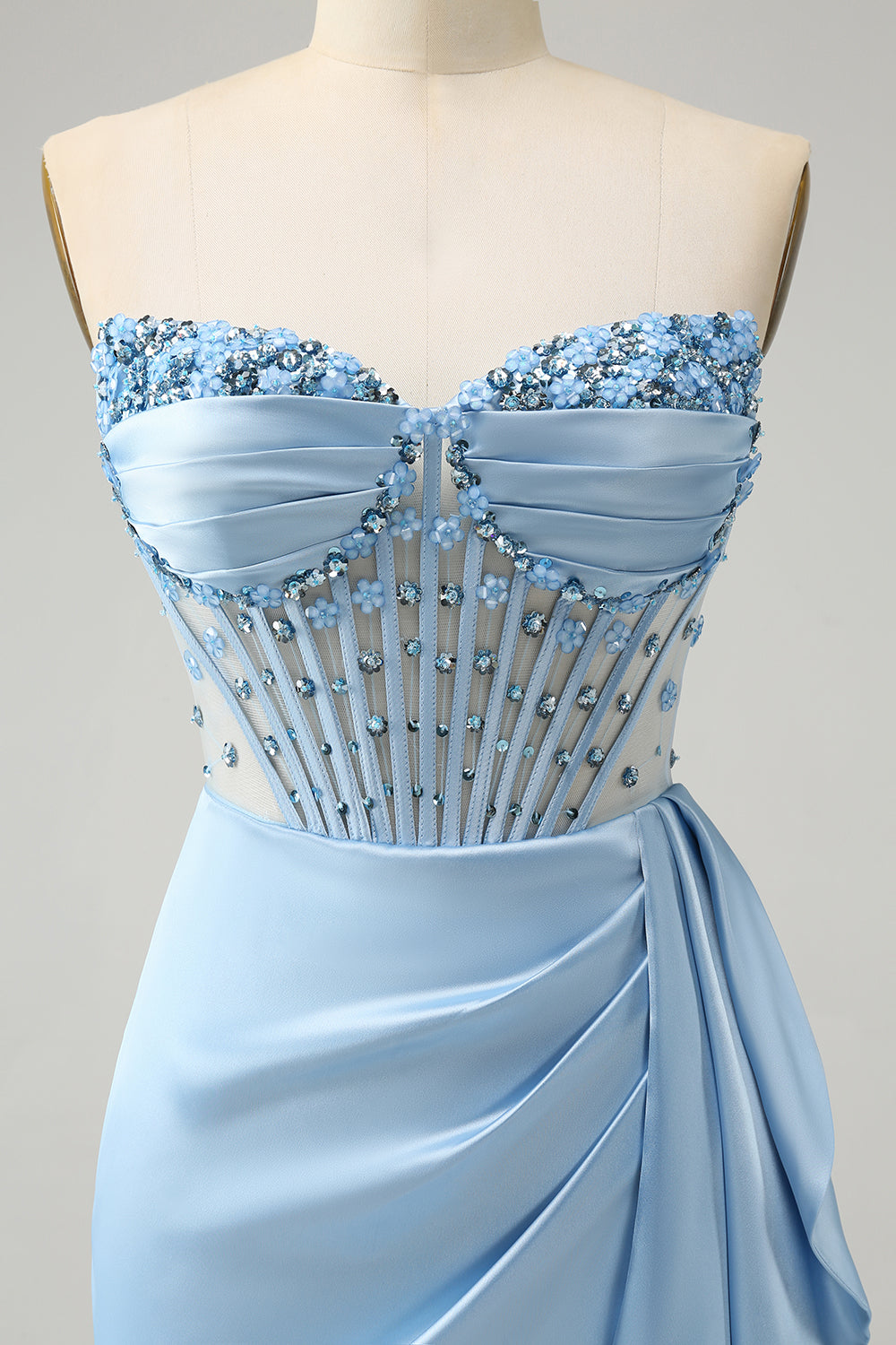 SPARKLY BLUE BODYCON SWEETHEART HOMECOMING CORSET DRESS