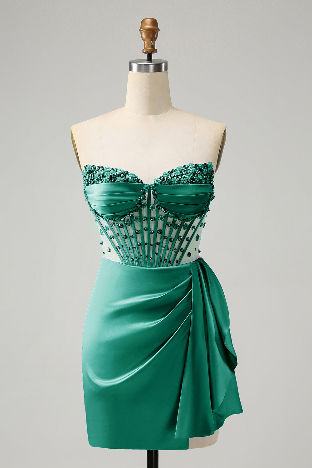 SPARKLY BLUE BODYCON SWEETHEART HOMECOMING CORSET DRESS