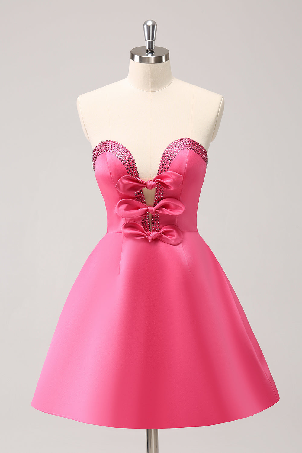 405D06LF060Fuchsia_1 SPARKLY FUCHSIA A-LINE BEADED STRAPLESS HOMECOMING DRESS