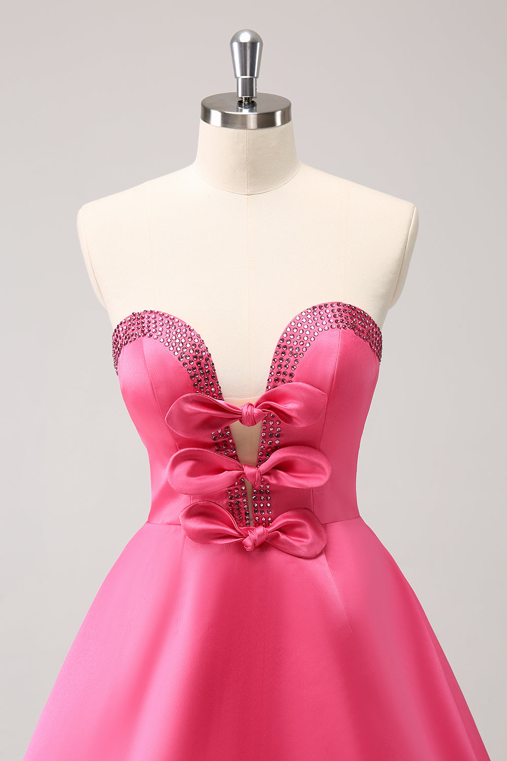 SPARKLY FUCHSIA A-LINE BEADED STRAPLESS HOMECOMING DRESS