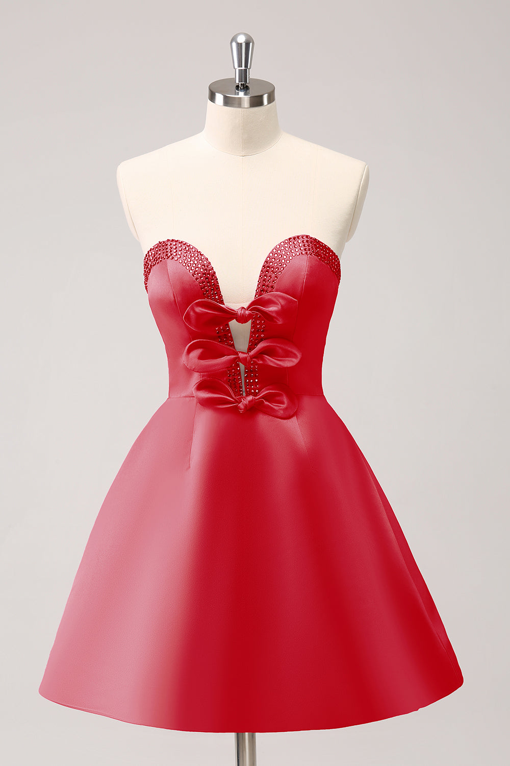 SPARKLY FUCHSIA A-LINE BEADED STRAPLESS HOMECOMING DRESS
