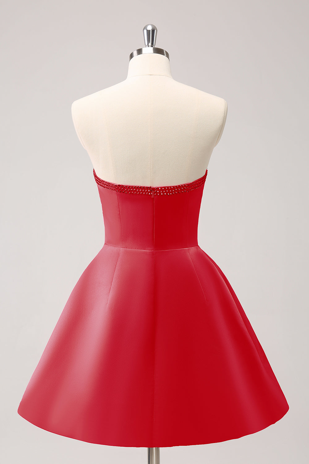 SPARKLY FUCHSIA A-LINE BEADED STRAPLESS HOMECOMING DRESS